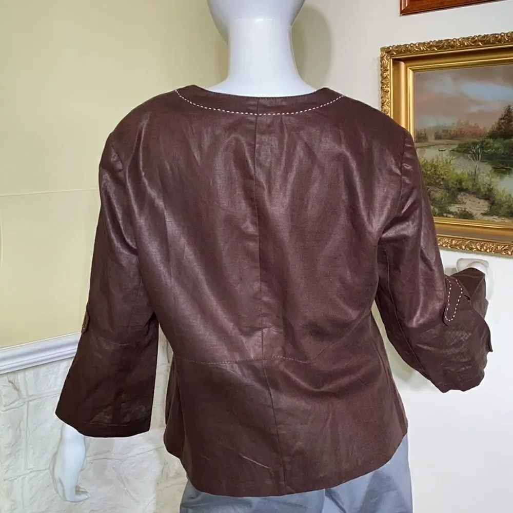 Vex Collection Brown Cotton Light Jacket/Top - Picture 6 of 13